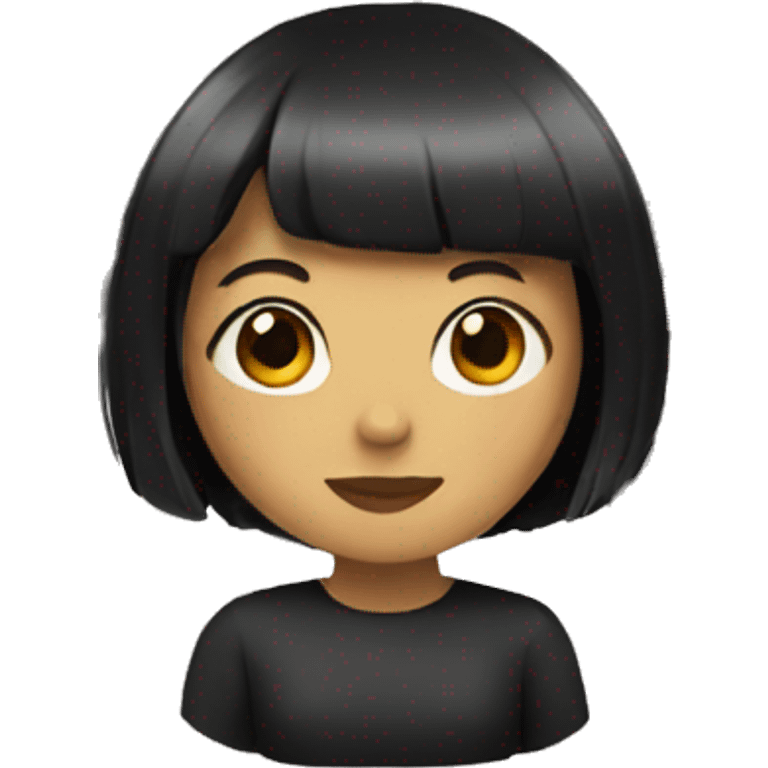 A woman with black hair with bangs emoji