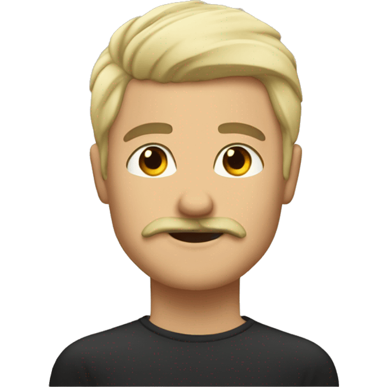 Mean with brown mustache and brown chin hair with bleached blonde hair saying thanks emoji