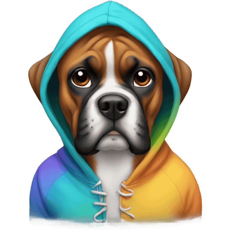 Boxer dog wearing hoodie emoji