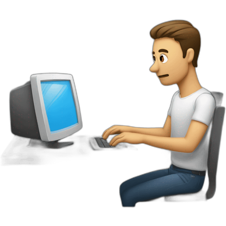 hombre revisando el email en su computadora emoji