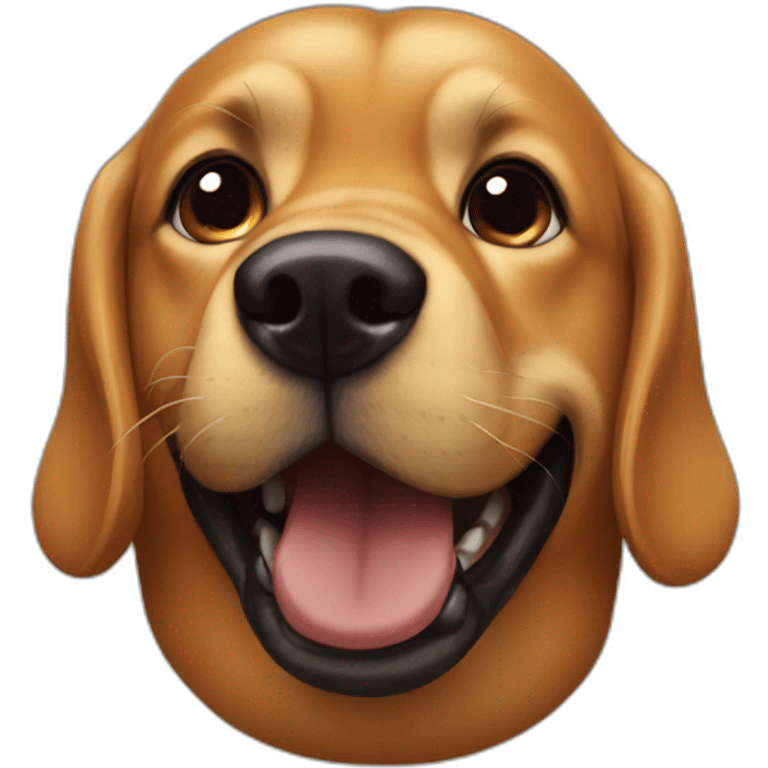 caramel dog playing black mouth emoji