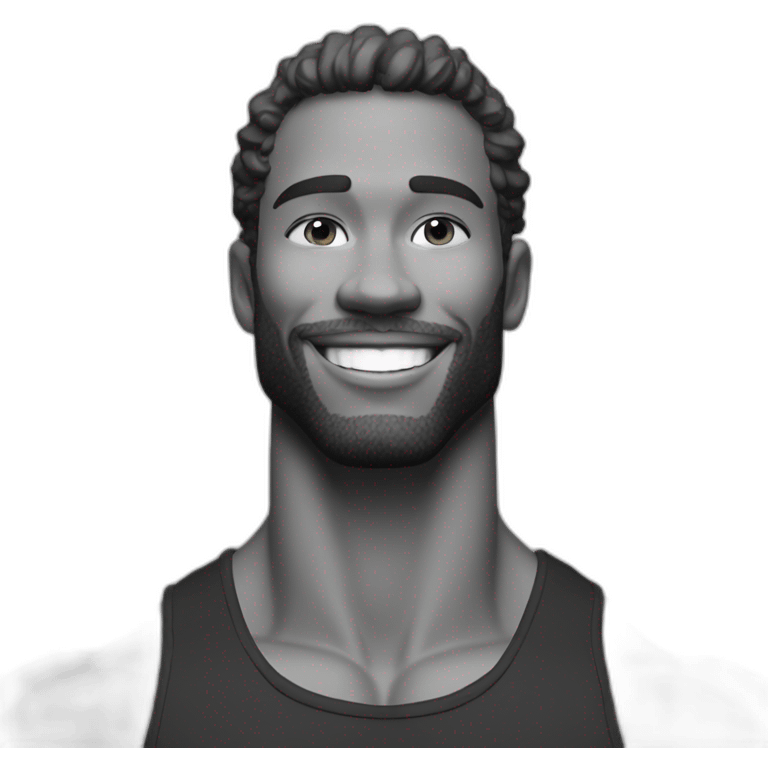 Giga Chad smiling black and white musculation meme a little from profile emoji