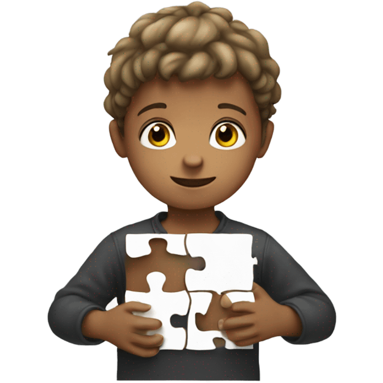 a child with a puzzle in his hands emoji