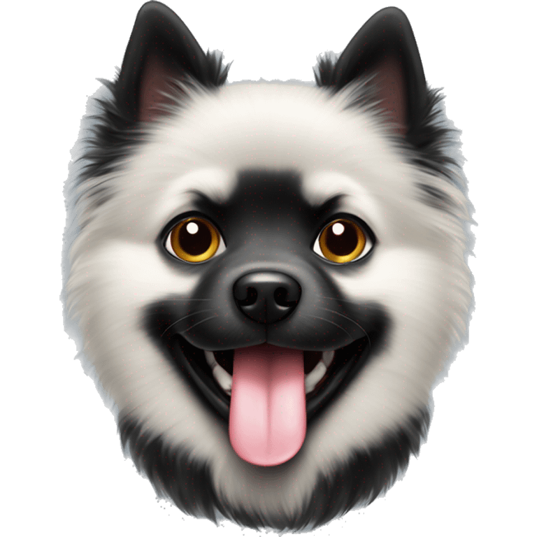 Black spitz with tongue out emoji