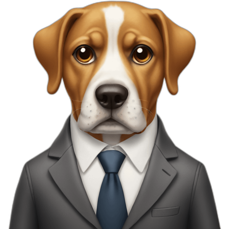 unhappy dog with suit emoji