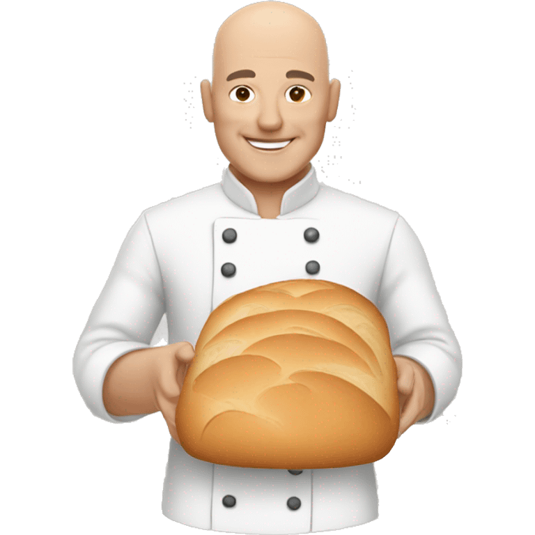 bald man baking bread emoji