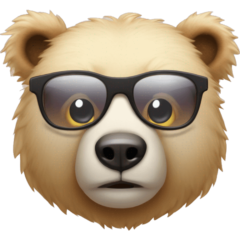 Peluche de un oso con lentes de sol y mirada juzgona emoji