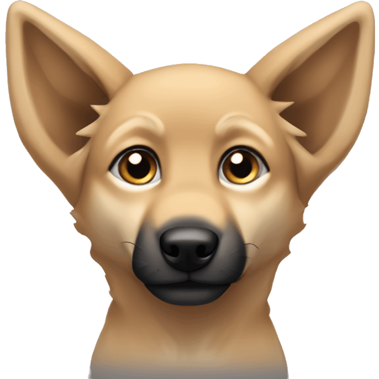 4 very short legs a light brown puppy-like wolf with black ears emoji