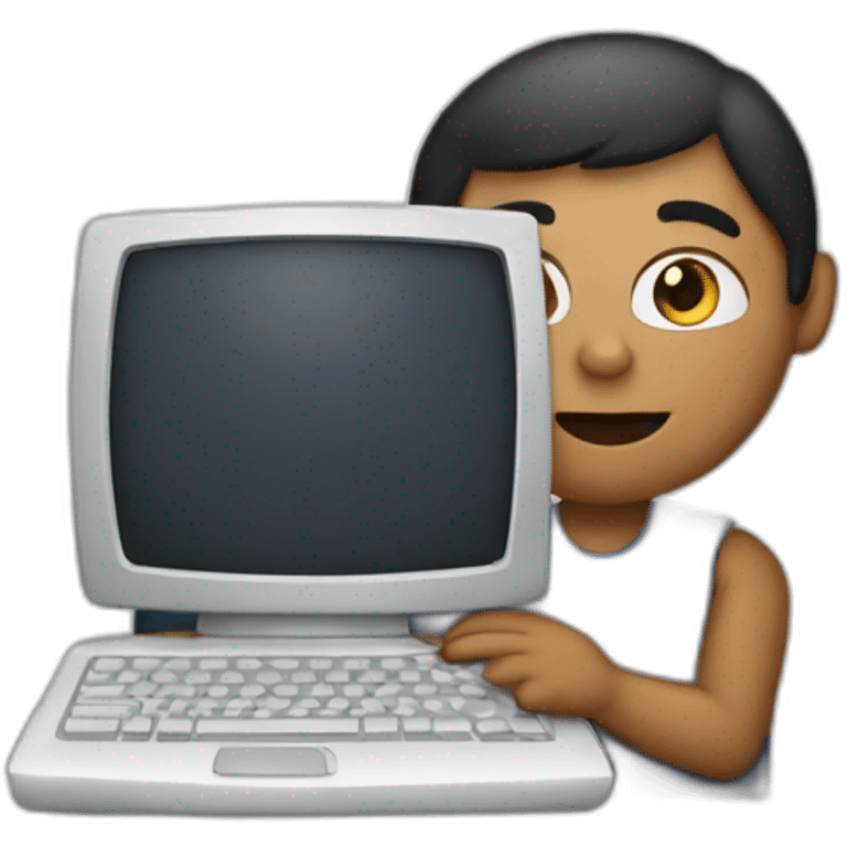 a person holding a computer emoji