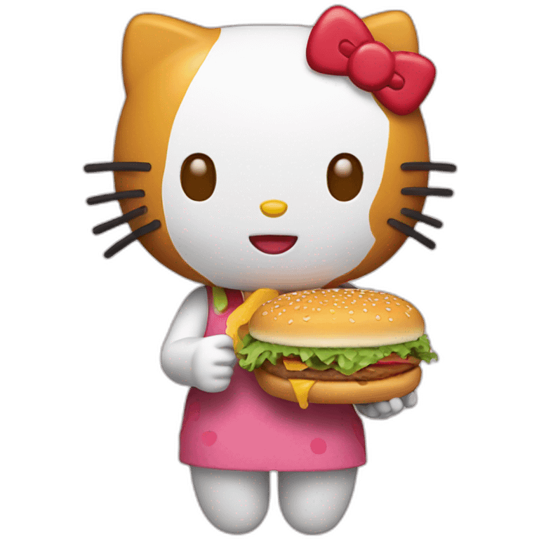 Hello Kitty eating hamburgers emoji