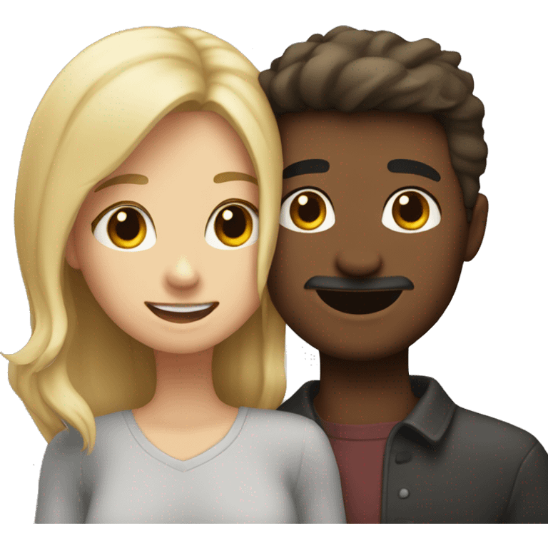 couple hug with warm smiles, blond girl & darkhaired guy  emoji