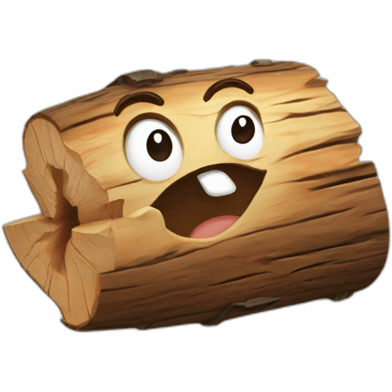 Chopped wood log with crying laughing face emoji