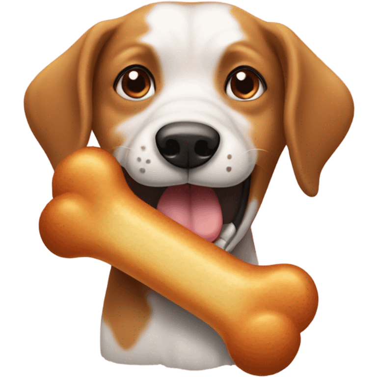 emoji with half of dog bone in mouth emoji