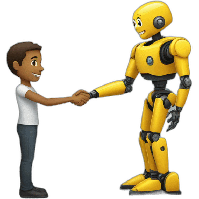 human shaking hands with a robot emoji