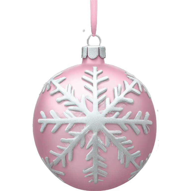 Light Pink Christmas ornament with silver snowflakes  emoji