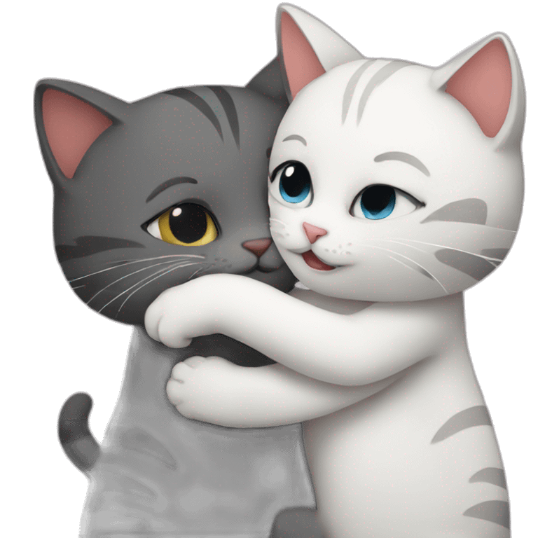 two cats hugging emoji