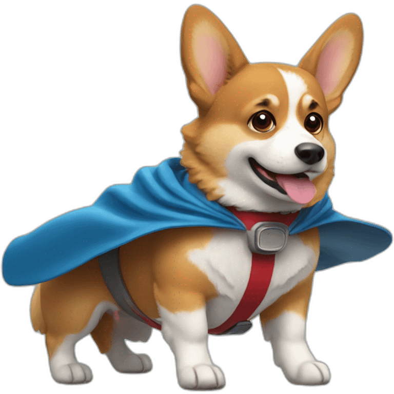 corgi with cape riding rocket emoji