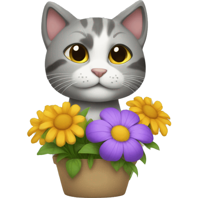 cat selling flowers emoji