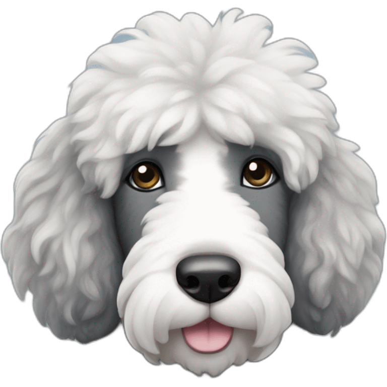 sheepadoodle with blueish grey eyes emoji