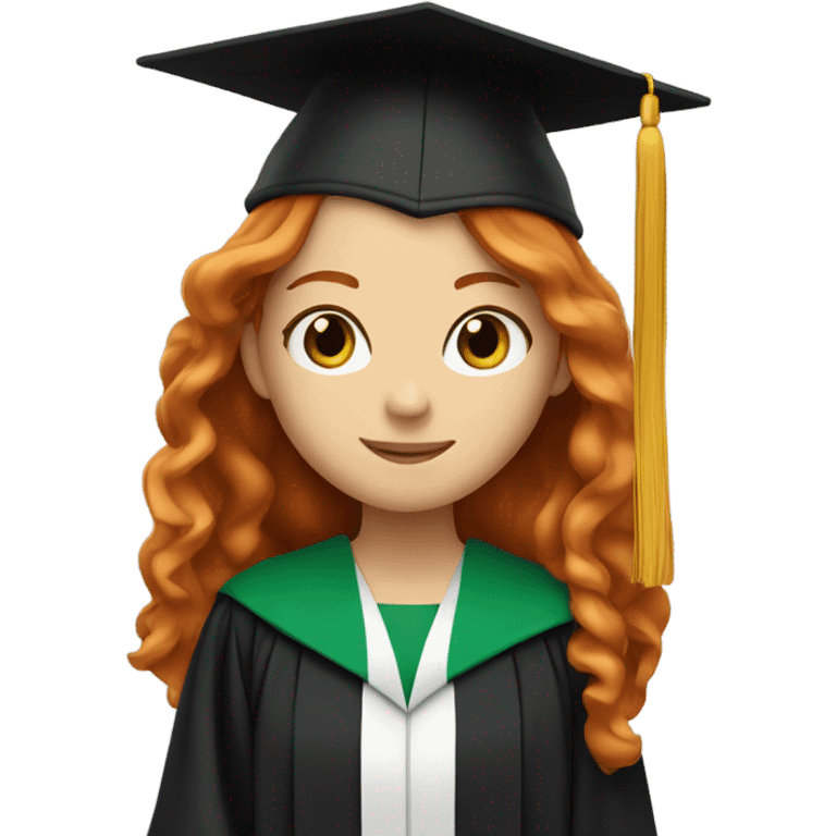 Graduating ginger green eyed girl emoji