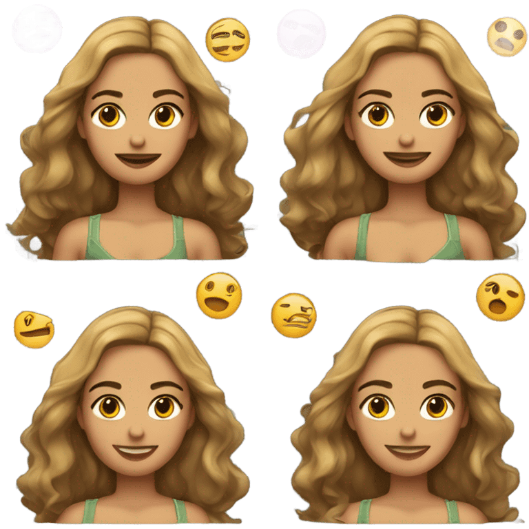 Chica morena con cabello hasta los hombros ondulado  emoji