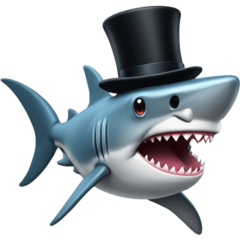 Shark with a top hat emoji