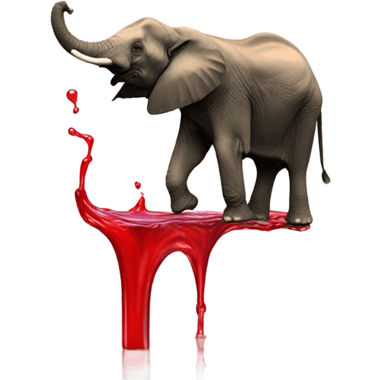 elephant shooting red liquid out of its trunk  emoji