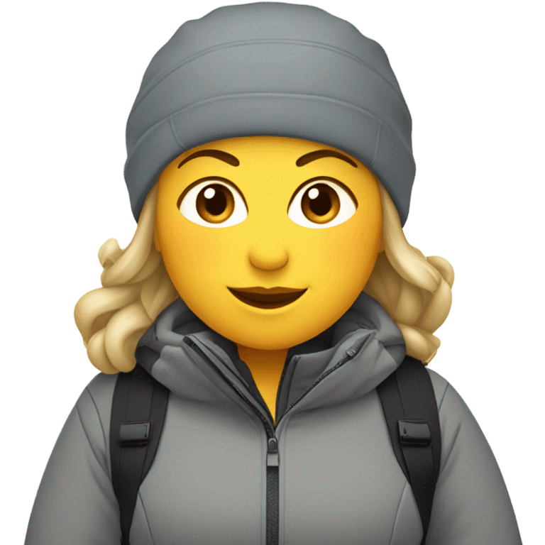 fat female skier with grey jacket and black pants emoji