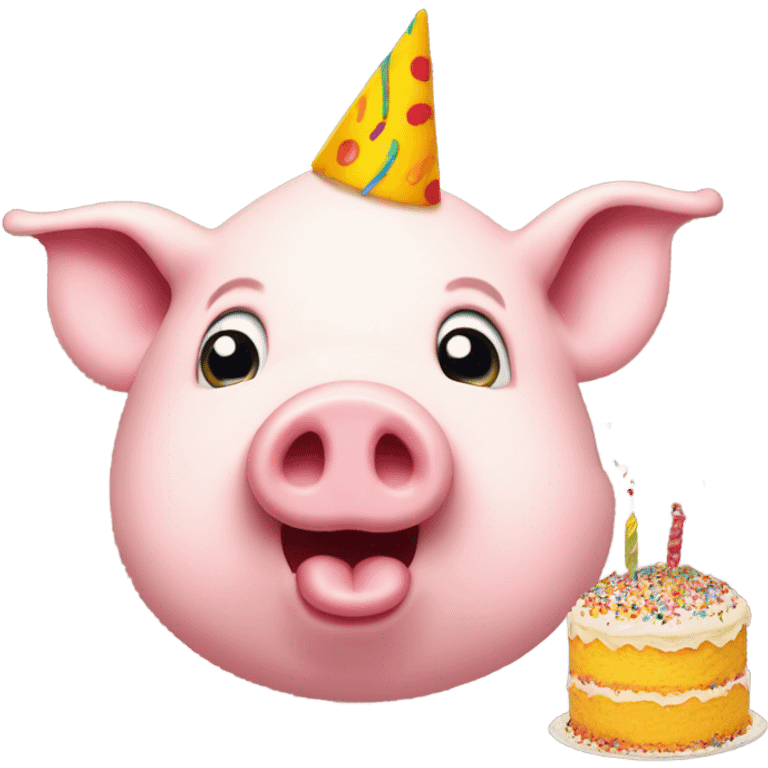 Pig eating cake emoji