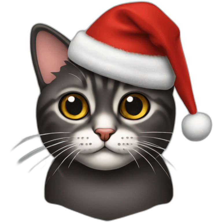 Gato negro con gorro de navidad emoji