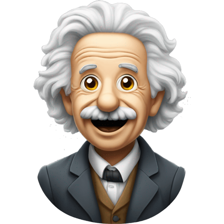 albert einstein with wawing hand and is happy emoji