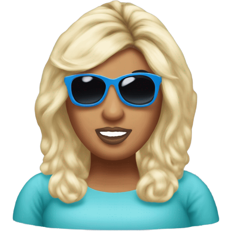 Gemma Collins with sunglasses on top of her head emoji