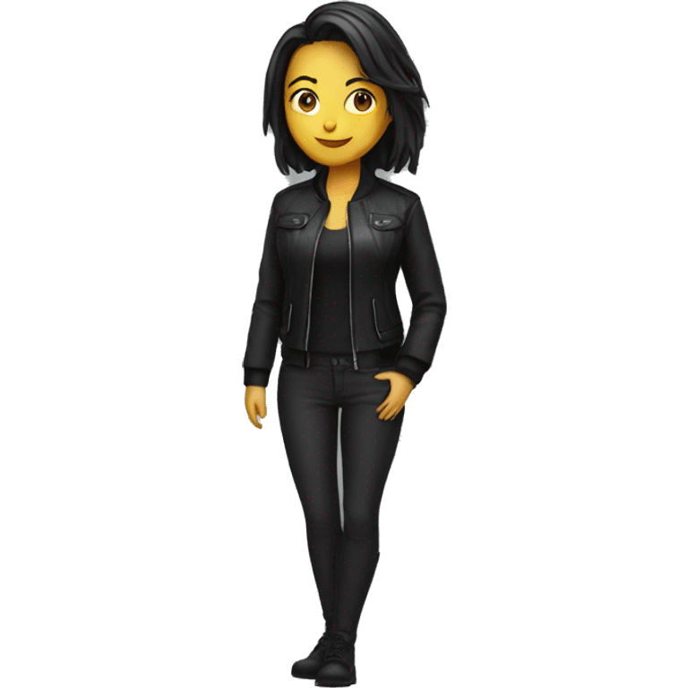 cool woman in black jacket emoji