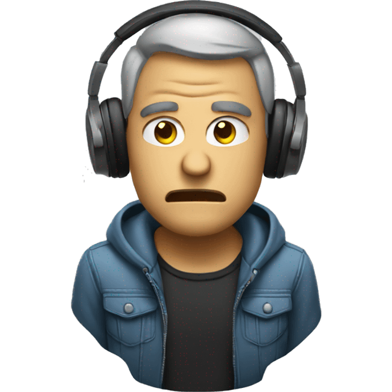 Man listening to music and angry  emoji