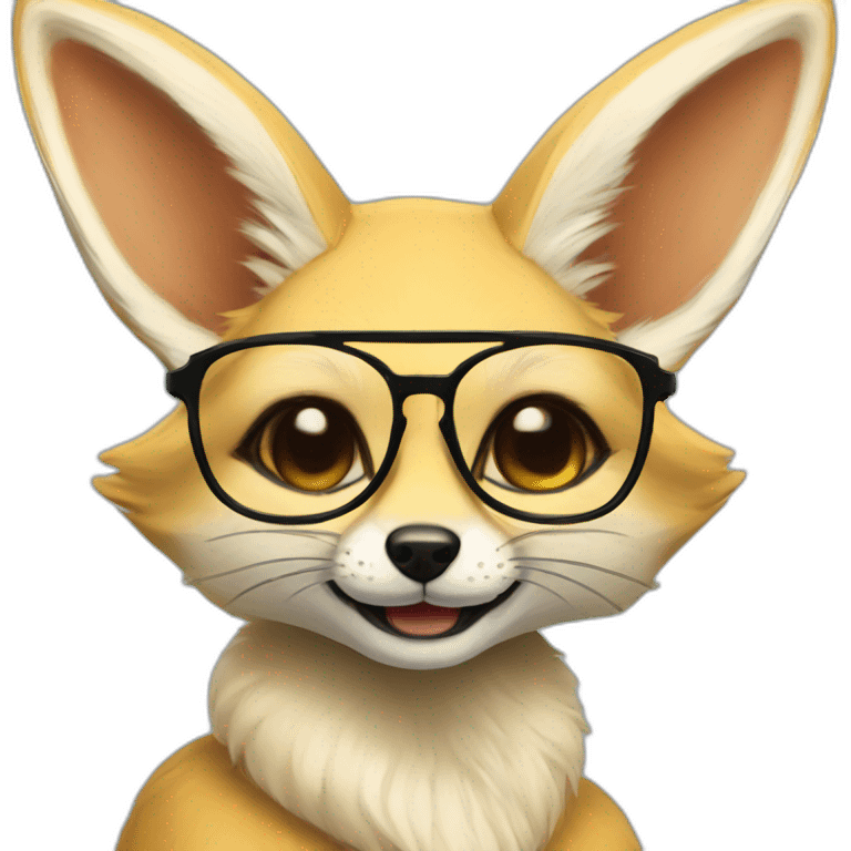 Anthro Fennec with glasses smiling emoji