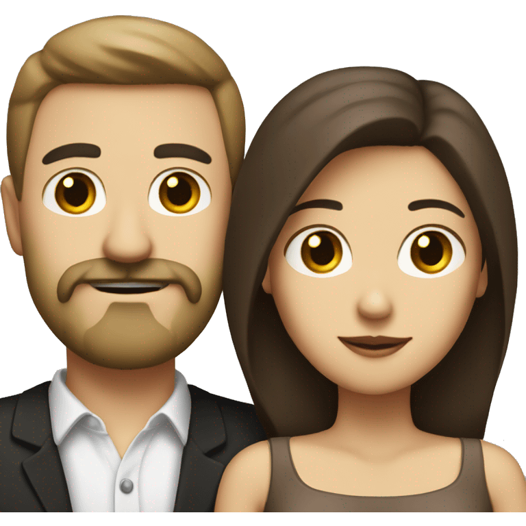 A man with a white mustache and beard and a brunette wife emoji