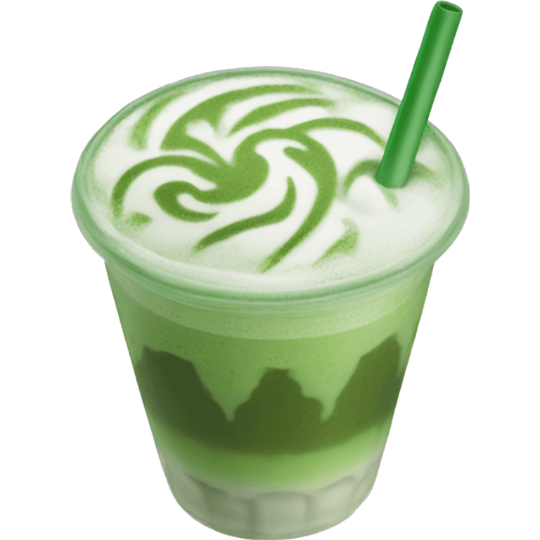 Iced matcha latte with foam emoji