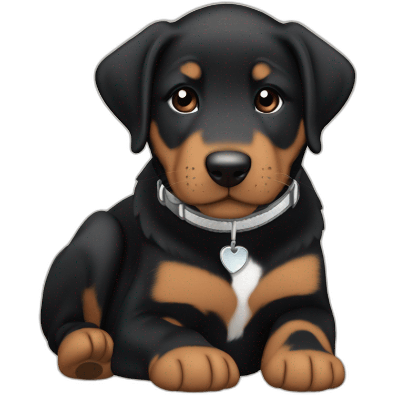 Sleeping black and brown beauceron puppy with white chest and chin emoji