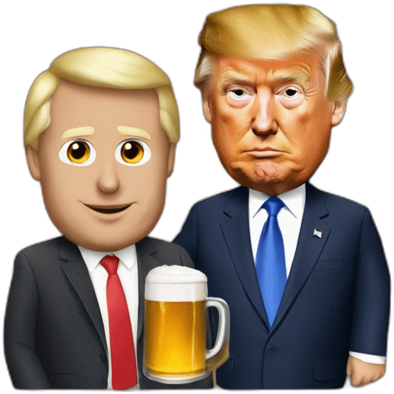 macron drink beer with trump emoji