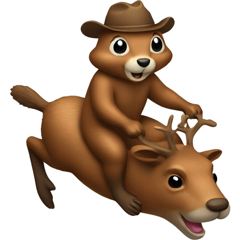 Beaver riding a deer  emoji