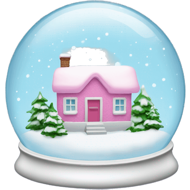 Snow globe with pink house emoji