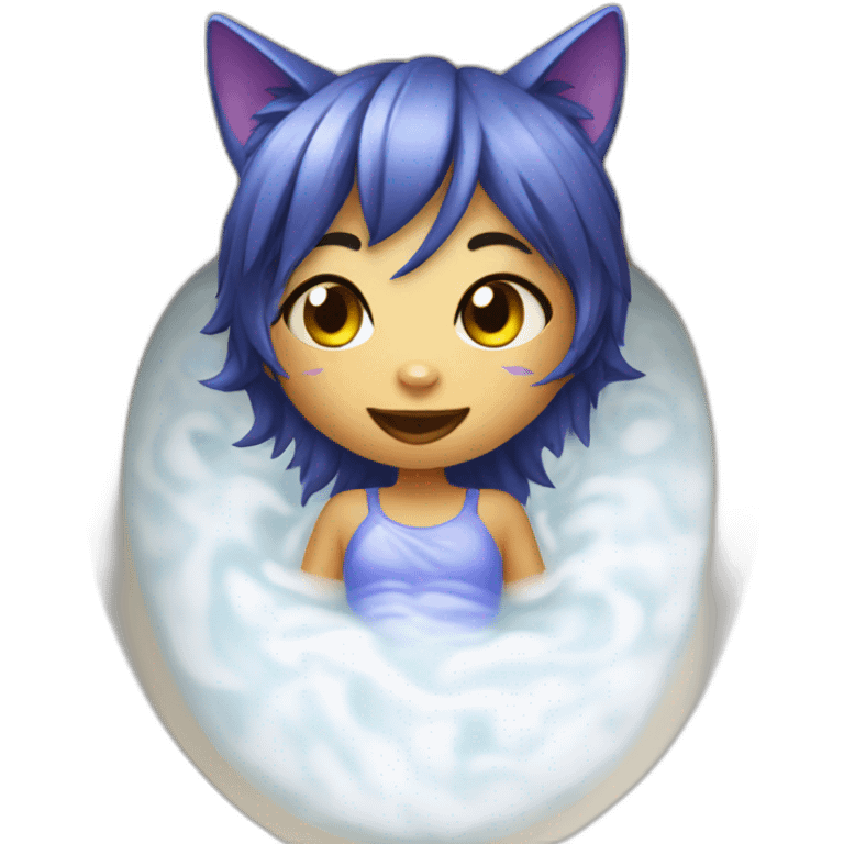 Cat girl in bath emoji