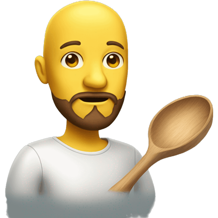 head, yellow skin, growing beard. with a wooden ladle in hand emoji