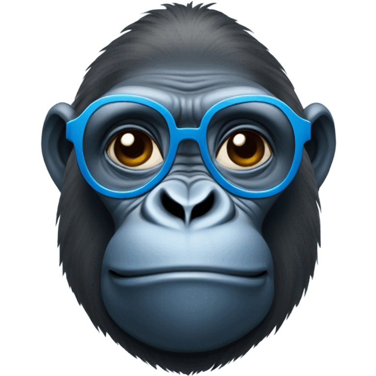 
a gorilla with blue glasses with a tender and happy look emoji