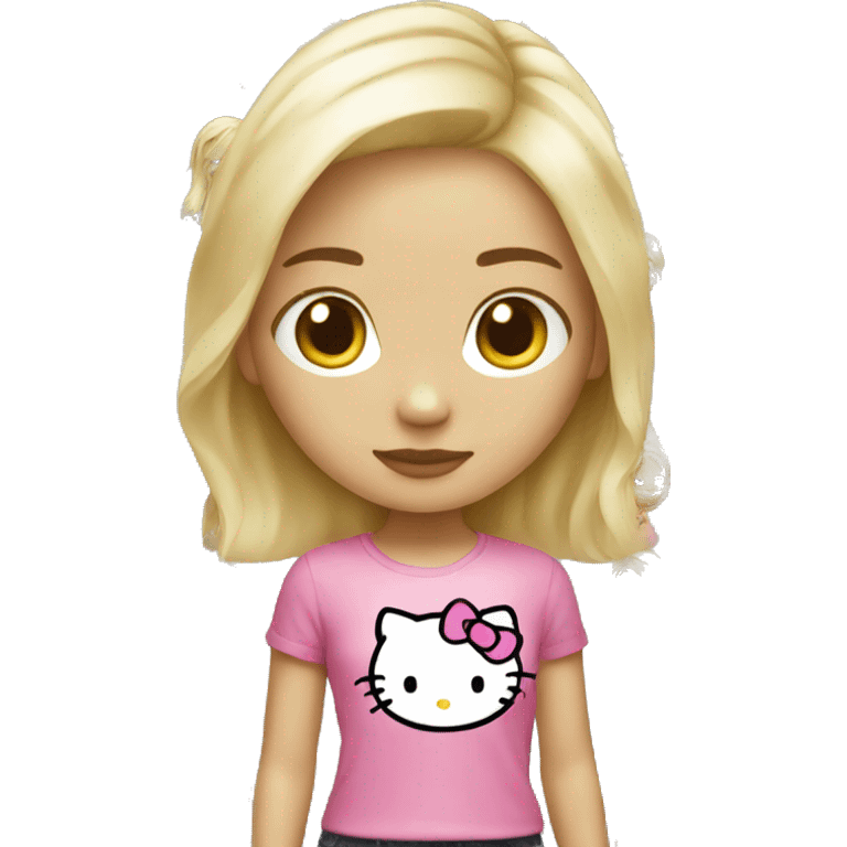 blonde girl with hello kitty emoji