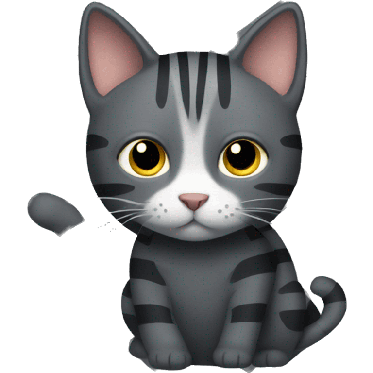 dark grey cat with stripes emoji