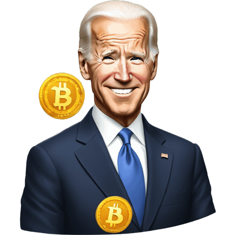 President Biden holding a Bitcoin emoji