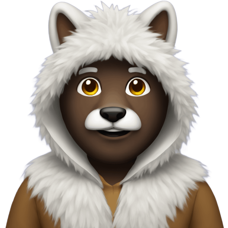 man dressed as furry emoji