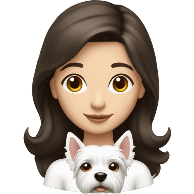 Brunette girl with westie emoji