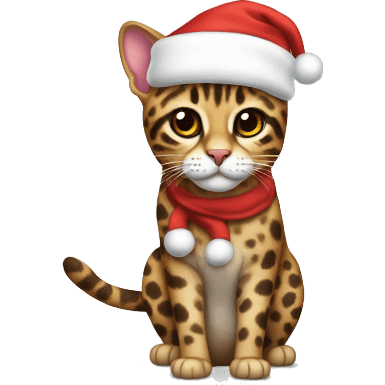 Leopard cat with santa hat emoji